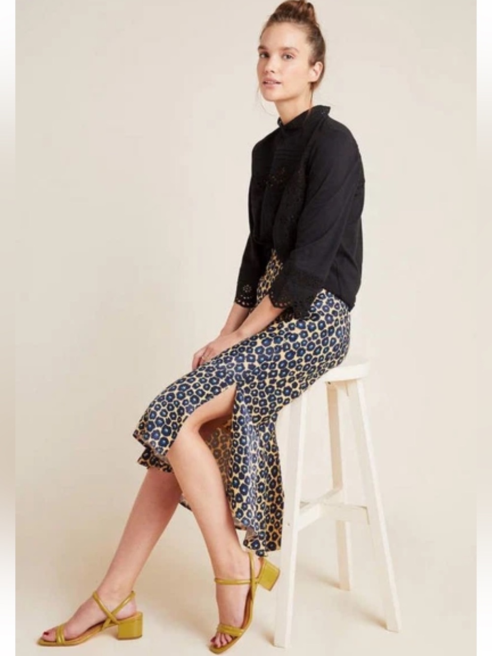 Anthropologie Leopard Bias Slip Skirt Midi Maeve Janelle Silky Slit XL